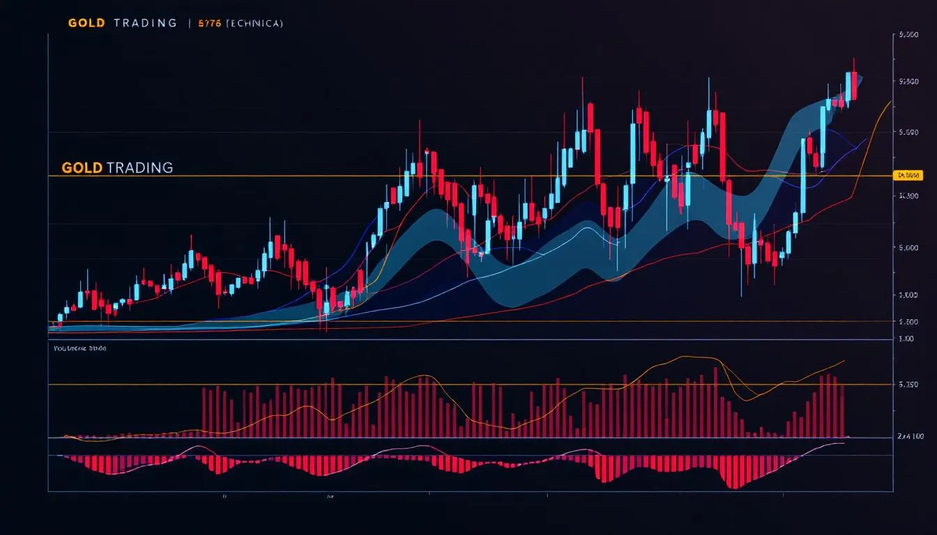 A chart showing technical analysis for gold trading.
