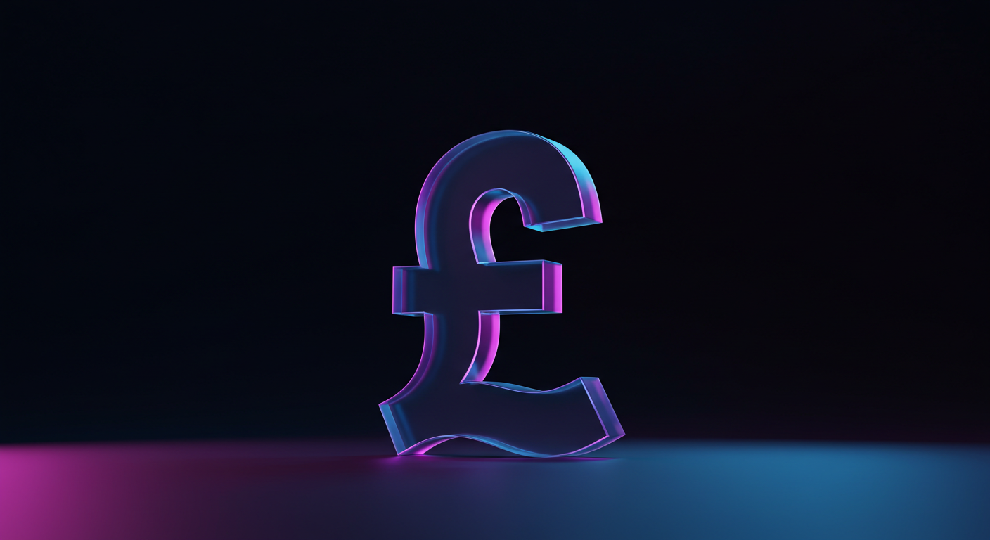 Glowing 3D euro symbol (€) in pink and blue on a dark background.
