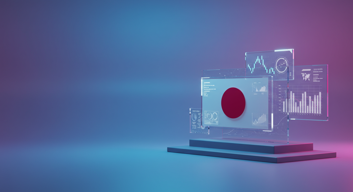 Holographic data dashboard with multiple translucent screens showing charts and a red circle on a blue pedestal.